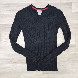 JC PENNEY Womens Black Longsleeve Sweater Merino Wool Blend Medium